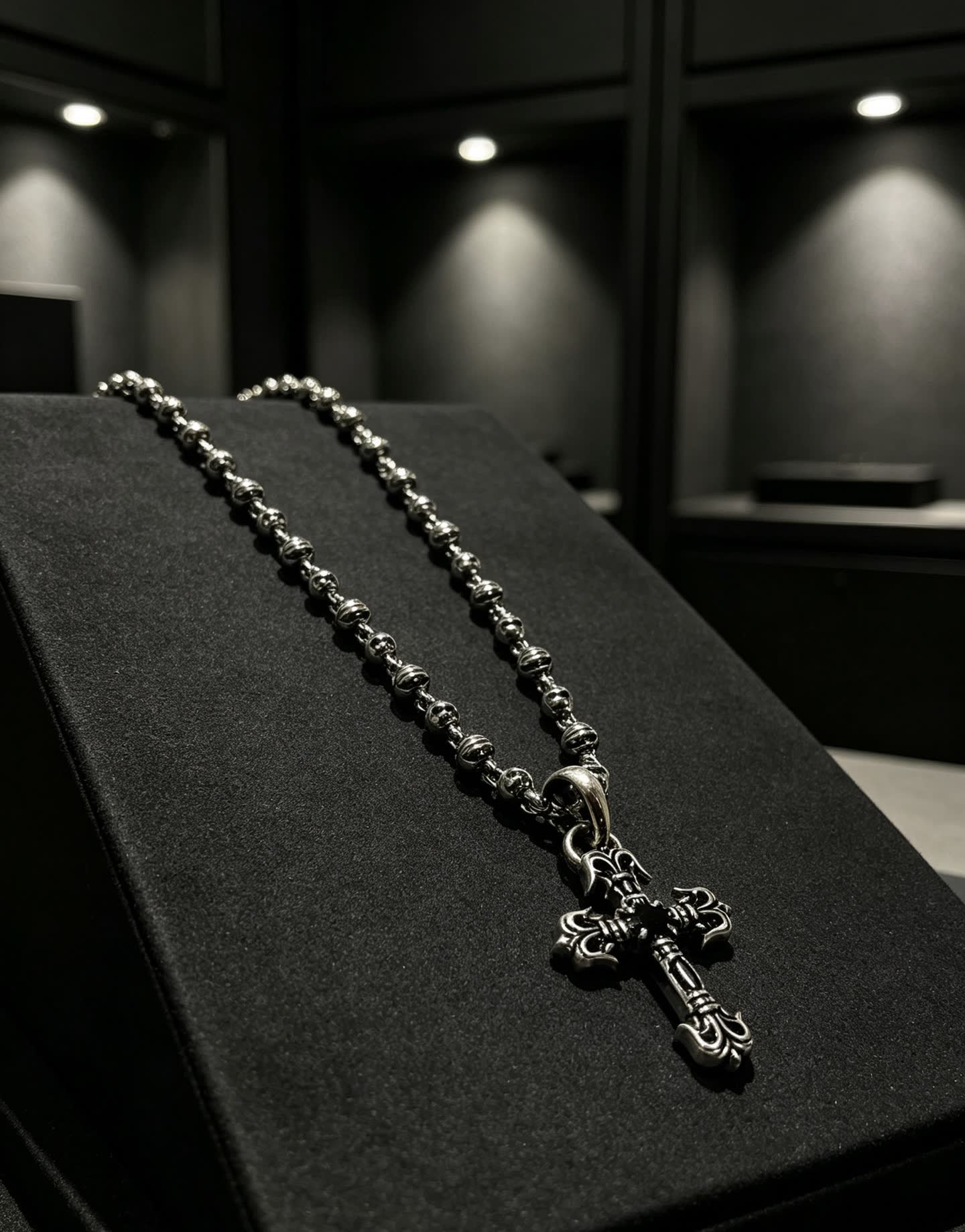 Chrome Hearts Silver Cross Pendant Necklace